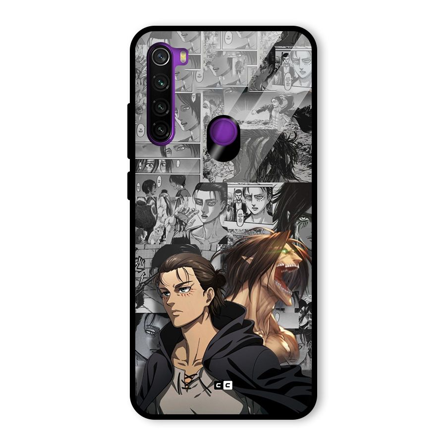 Eren Yeager Manga Glass Back Case for Redmi Note 8