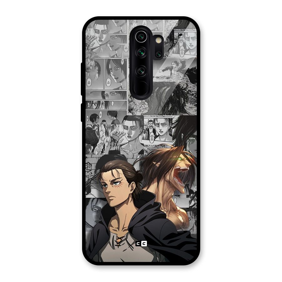 Eren Yeager Manga Glass Back Case for Redmi Note 8 Pro