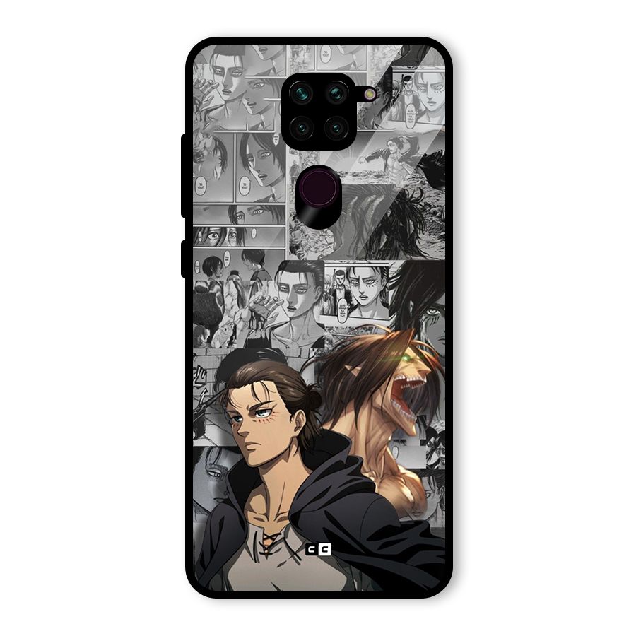 Eren Yeager Manga Glass Back Case for Redmi Note 9