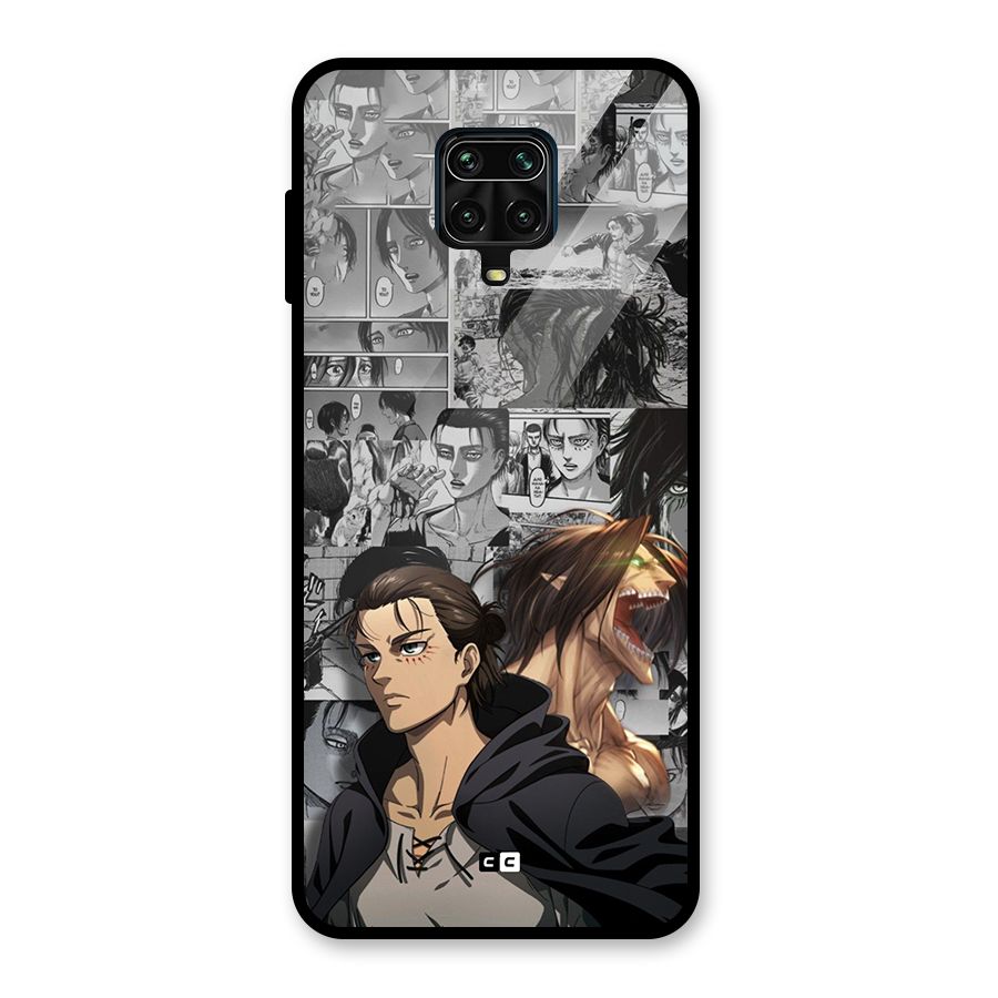 Eren Yeager Manga Glass Back Case for Redmi Note 9 Pro