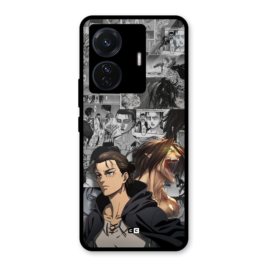 Eren Yeager Manga Glass Back Case for Vivo T1 Pro