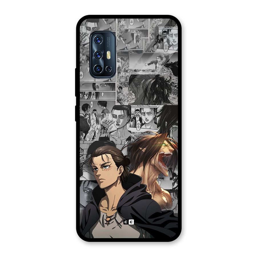 Eren Yeager Manga Glass Back Case for Vivo V17