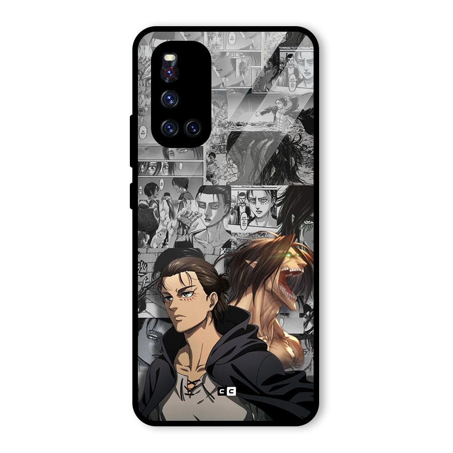 Eren Yeager Manga Glass Back Case for Vivo V19