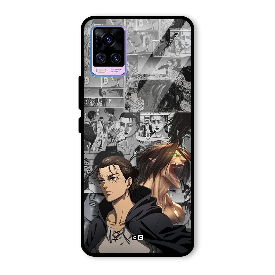 Eren Yeager Manga Glass Back Case for Vivo V20 Pro