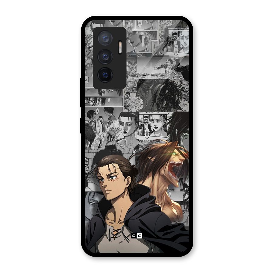 Eren Yeager Manga Glass Back Case for Vivo V23e