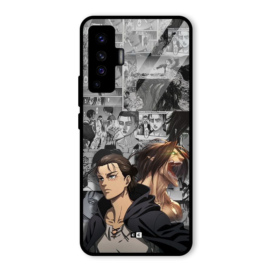 Eren Yeager Manga Glass Back Case for Vivo X50