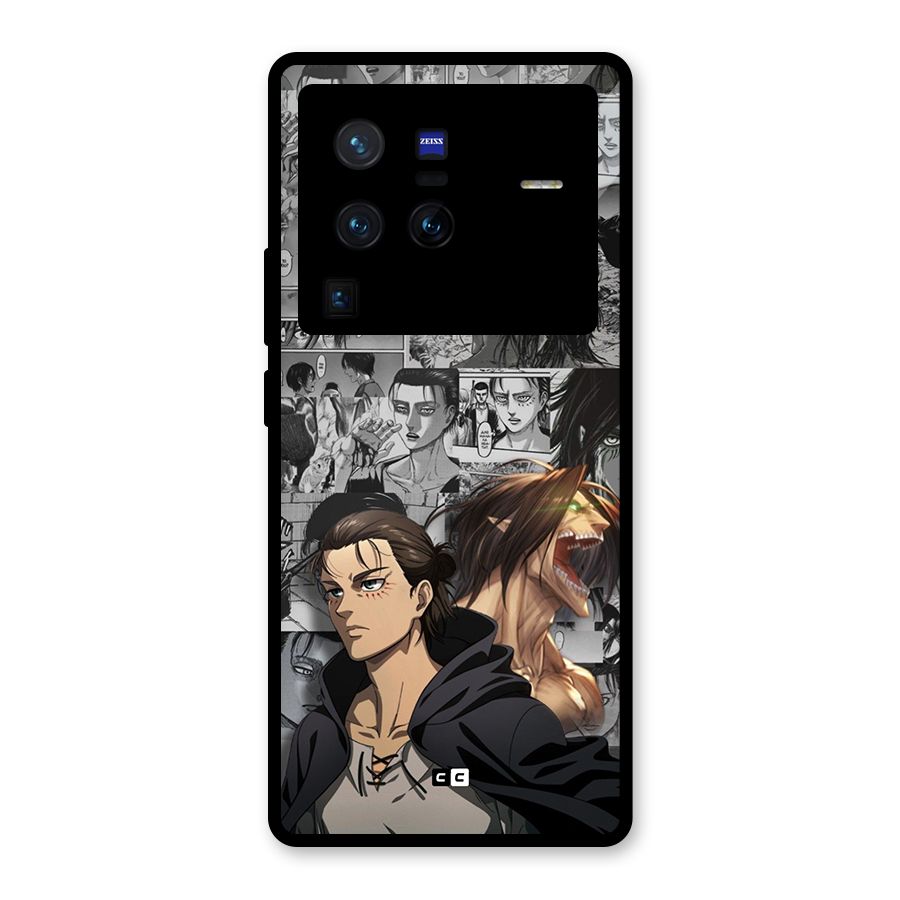 Eren Yeager Manga Glass Back Case for Vivo X80 Pro