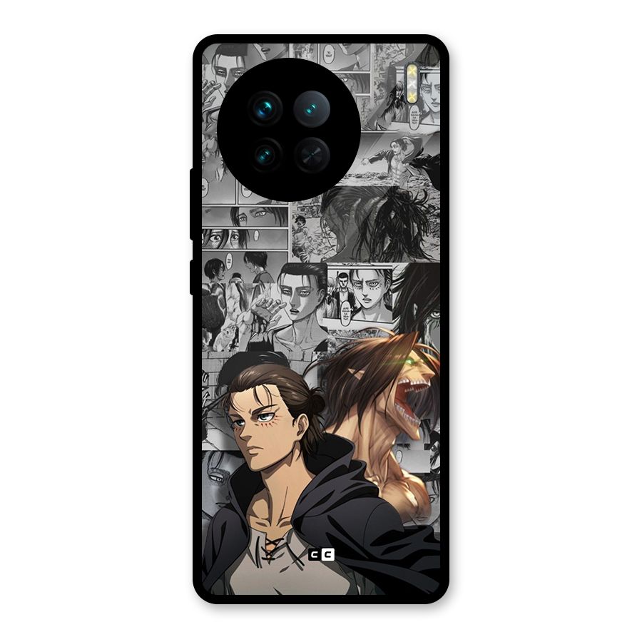 Eren Yeager Manga Glass Back Case for Vivo X90