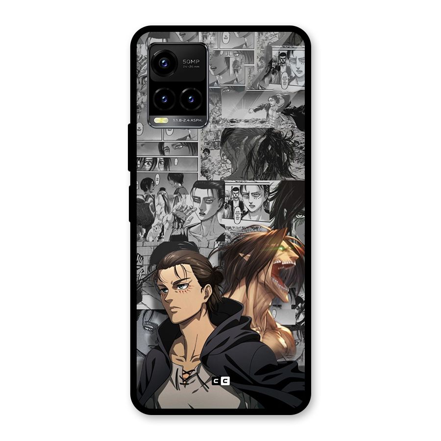 Eren Yeager Manga Glass Back Case for Vivo Y21T