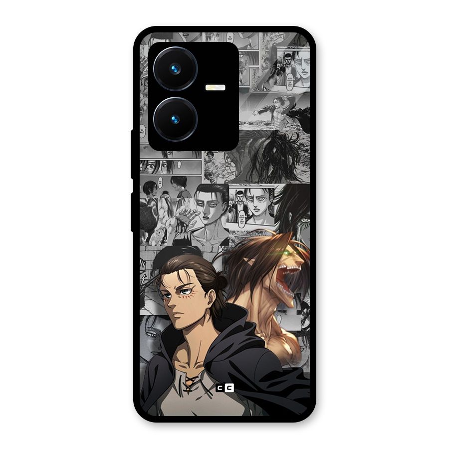 Eren Yeager Manga Glass Back Case for Vivo Y22