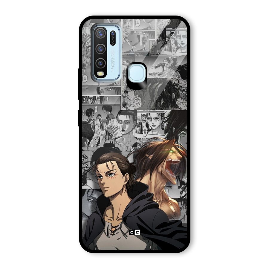 Eren Yeager Manga Glass Back Case for Vivo Y30