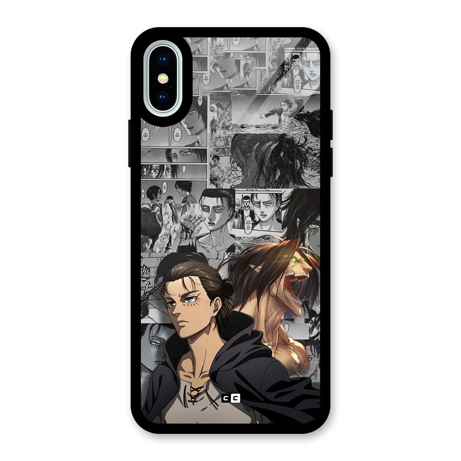 Eren Yeager Manga Glass Back Case for iPhone XS