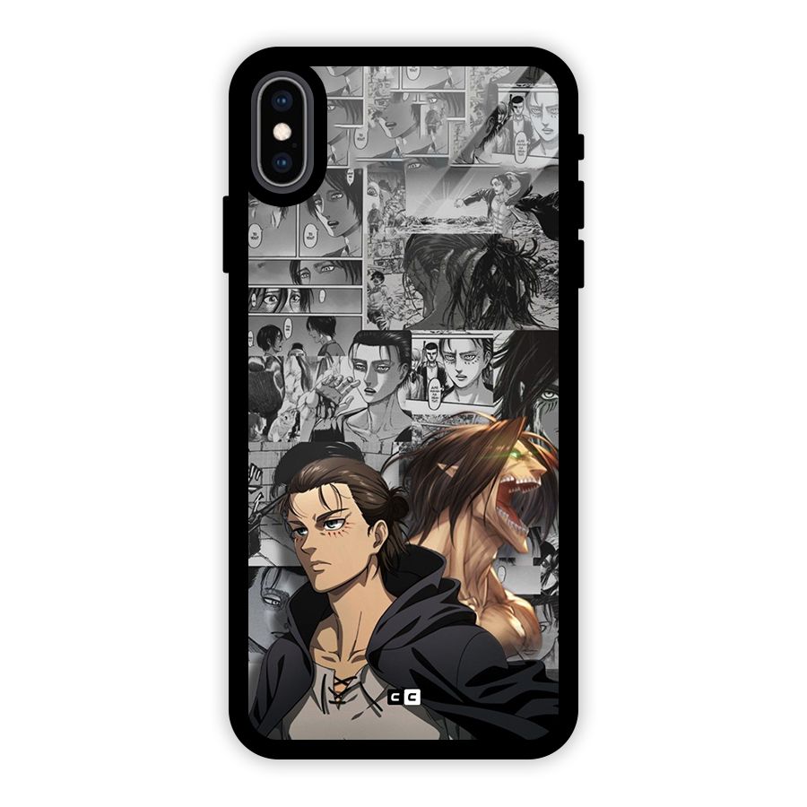 Eren Yeager Manga Glass Back Case for iPhone XS Max