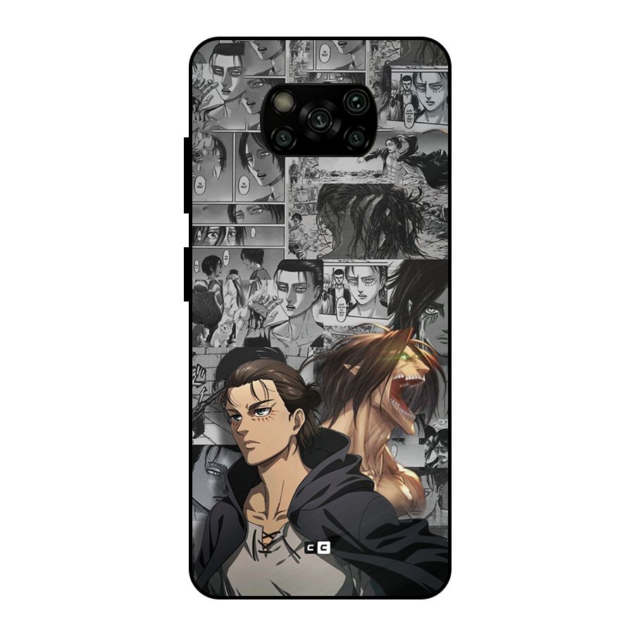 Eren Yeager Manga Metal Back Case for Poco X3