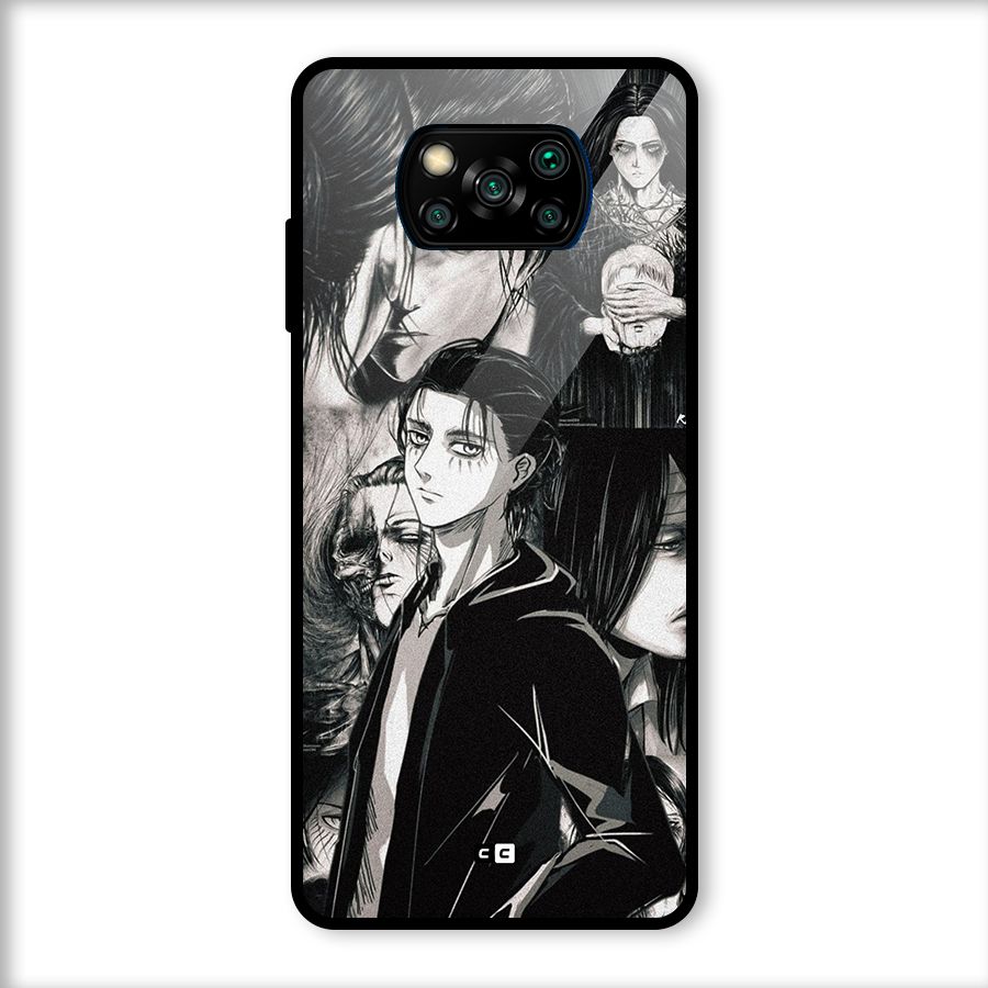 Eren Yeager Titan Glass Back Case for Poco X3