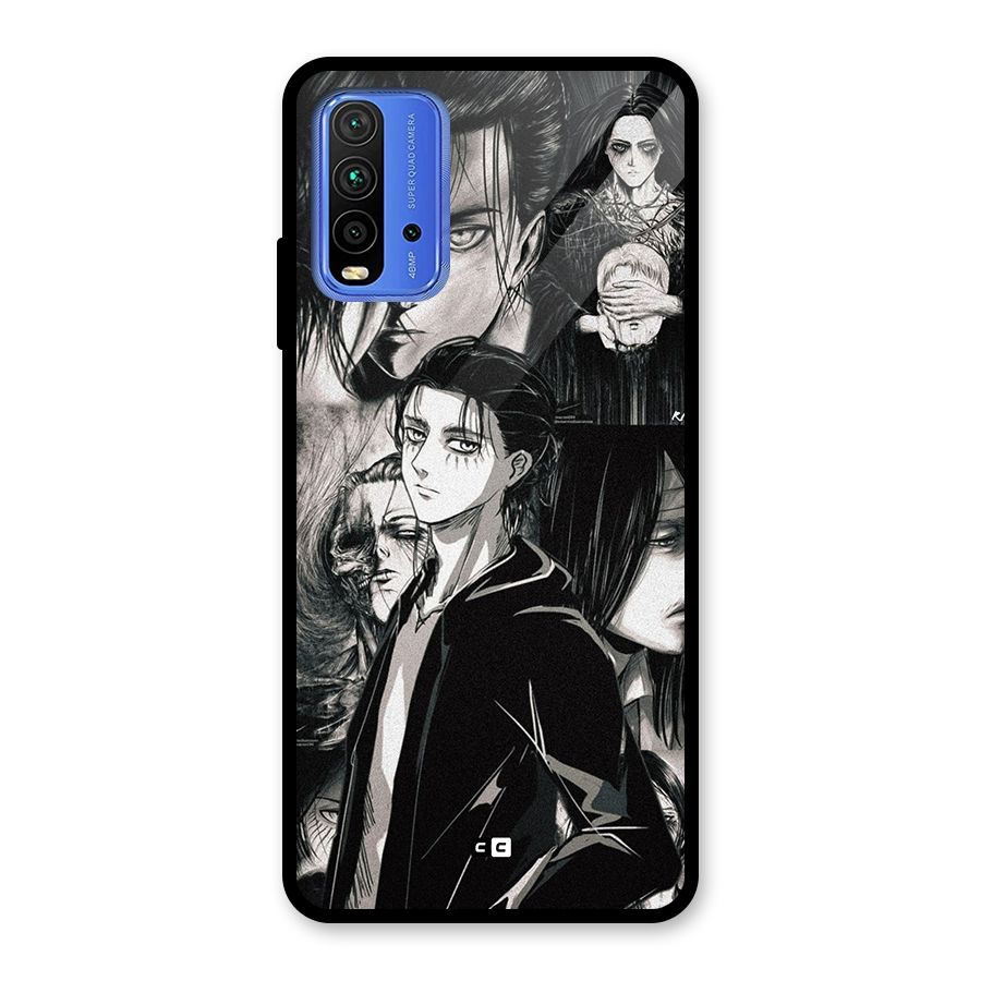 Eren Yeager Titan Glass Back Case for Redmi 9 Power