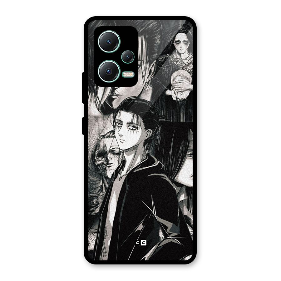 Eren Yeager Titan Glass Back Case for Redmi Note 12 5G