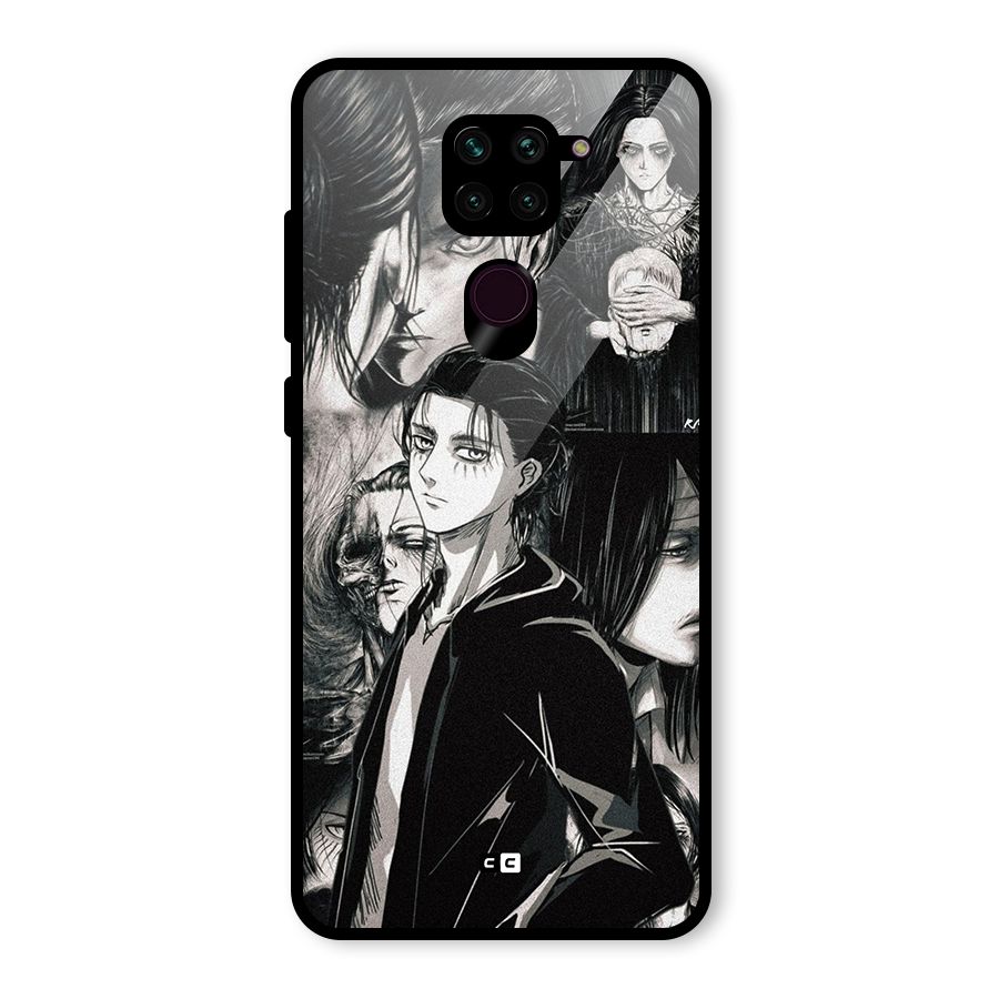 Eren Yeager Titan Glass Back Case for Redmi Note 9