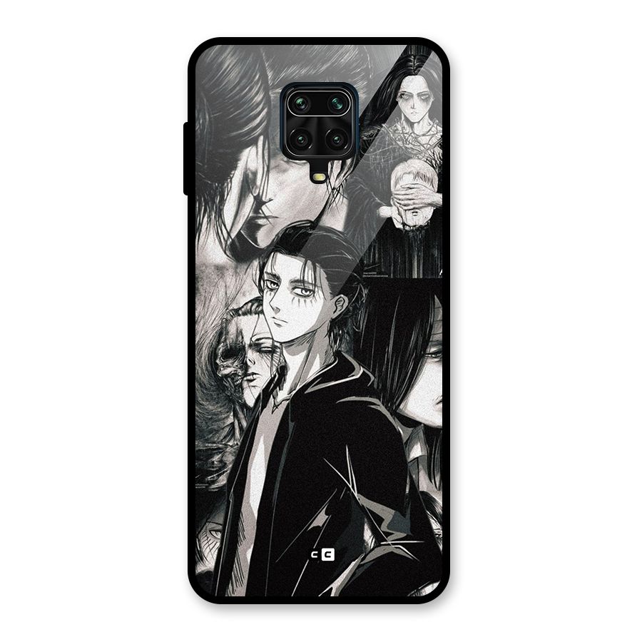 Eren Yeager Titan Glass Back Case for Redmi Note 9 Pro