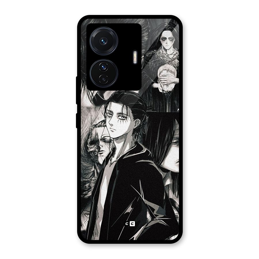Eren Yeager Titan Glass Back Case for Vivo T1 Pro