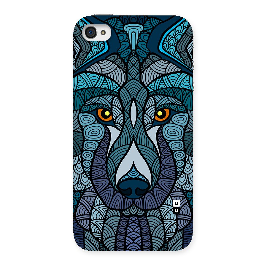 Ethnic Wolf Art Illustration Back Case for iPhone 4 4s
