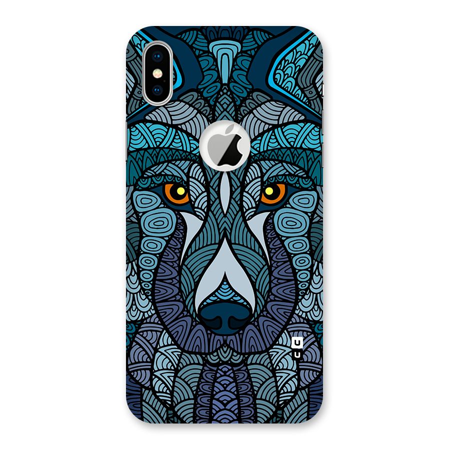 Ethnic Wolf Art Illustration Back Case for iPhone X Logo Cut