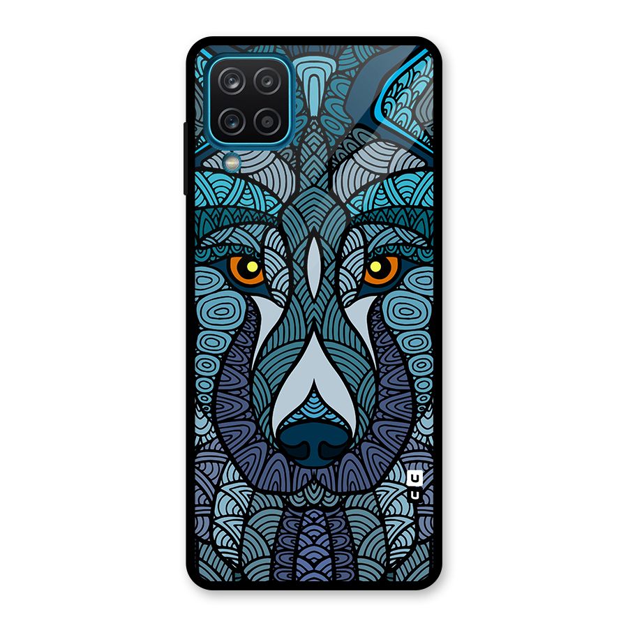 Ethnic Wolf Art Illustration Glass Back Case for Galaxy A12