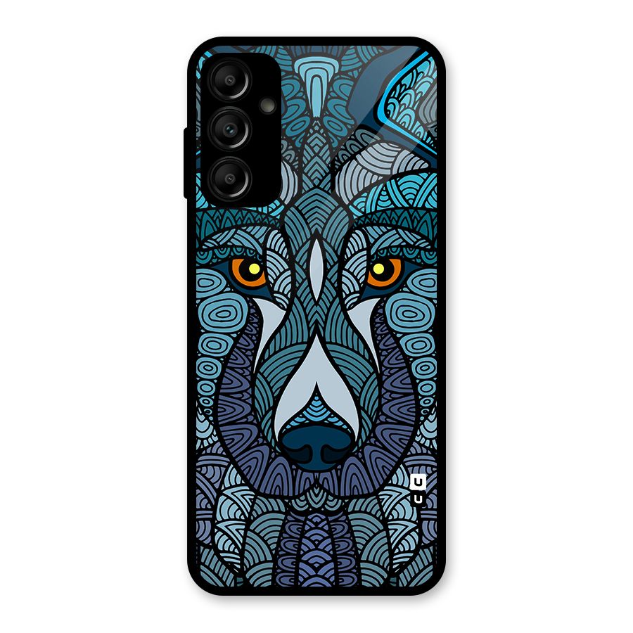 Ethnic Wolf Art Illustration Glass Back Case for Galaxy A14 5G