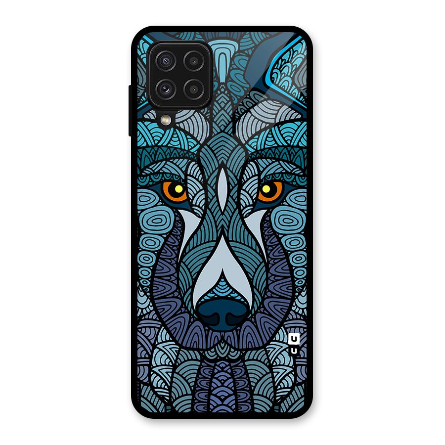 Ethnic Wolf Art Illustration Glass Back Case for Galaxy A22 4G