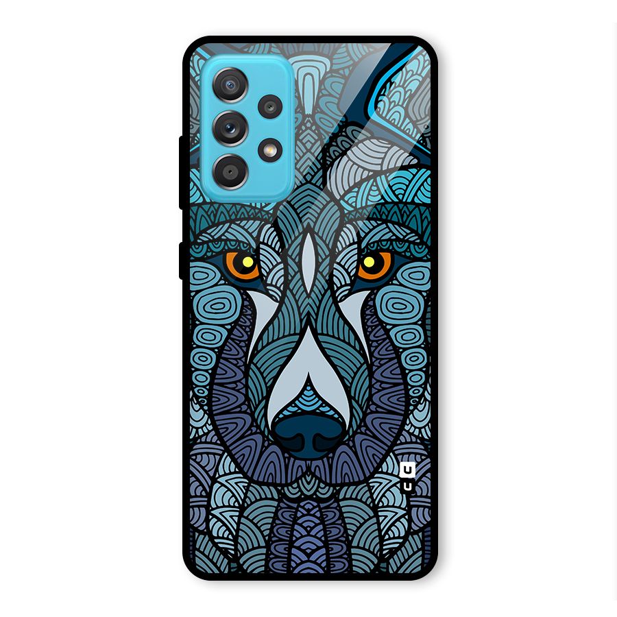 Ethnic Wolf Art Illustration Glass Back Case for Galaxy A52