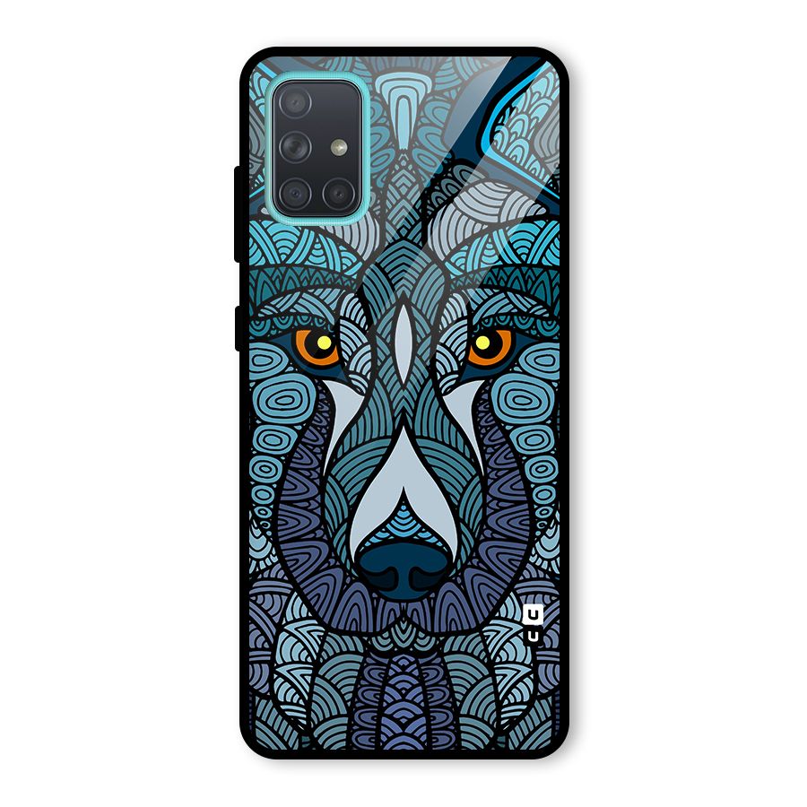 Ethnic Wolf Art Illustration Glass Back Case for Galaxy A71