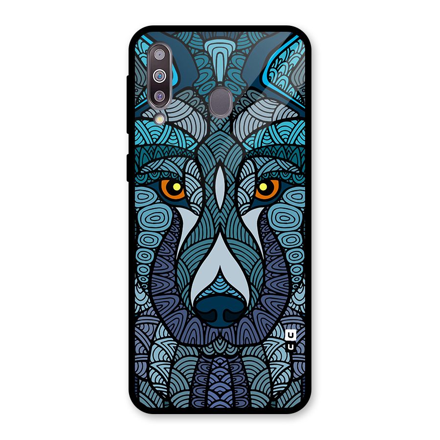 Ethnic Wolf Art Illustration Glass Back Case for Galaxy M30