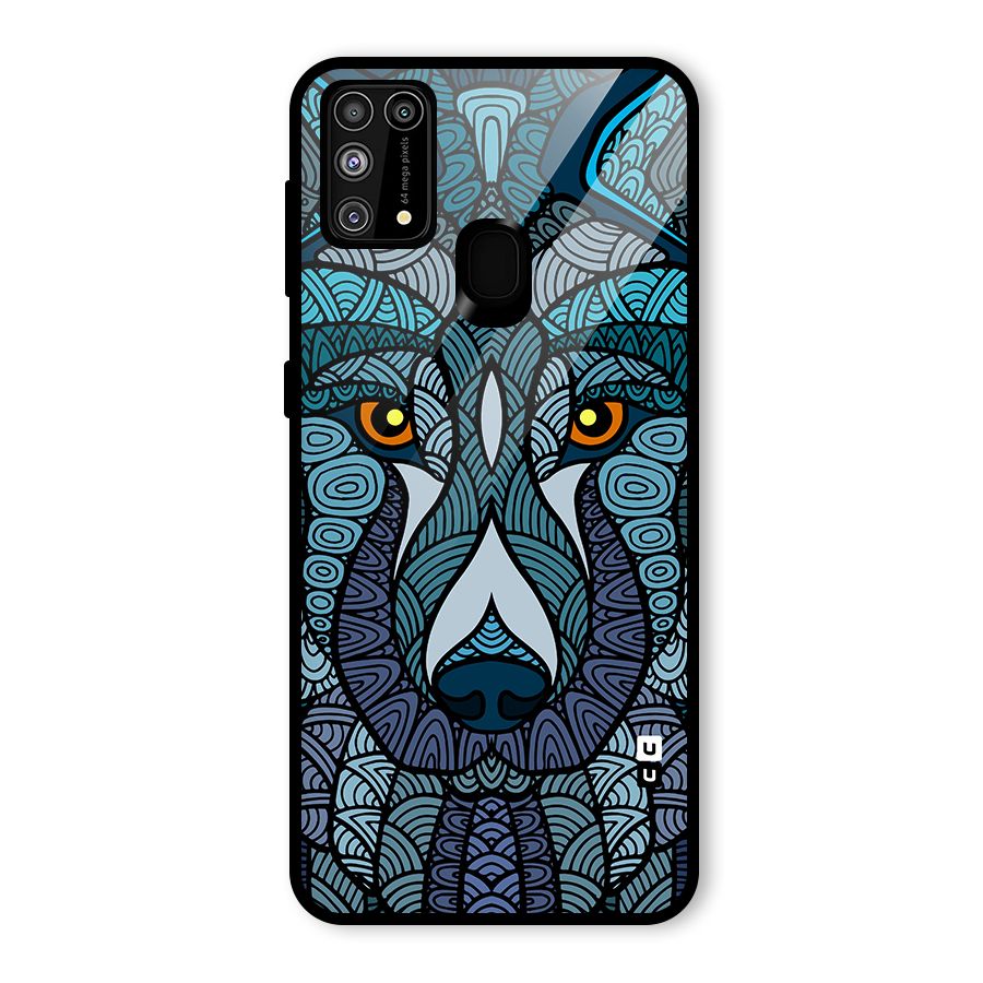 Ethnic Wolf Art Illustration Glass Back Case for Galaxy M31