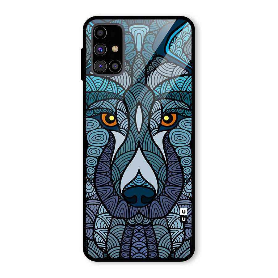 Ethnic Wolf Art Illustration Glass Back Case for Galaxy M31s