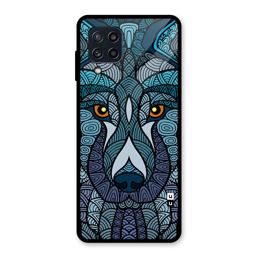 Ethnic Wolf Art Illustration Glass Back Case for Galaxy M32
