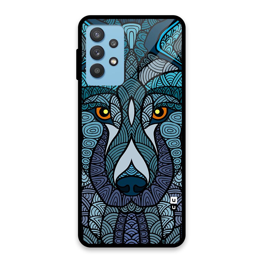 Ethnic Wolf Art Illustration Glass Back Case for Galaxy M32 5G