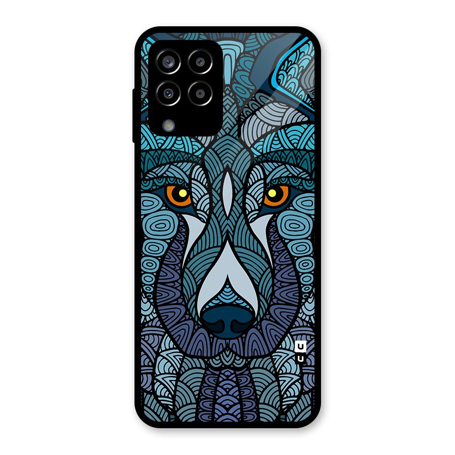 Ethnic Wolf Art Illustration Glass Back Case for Galaxy M33