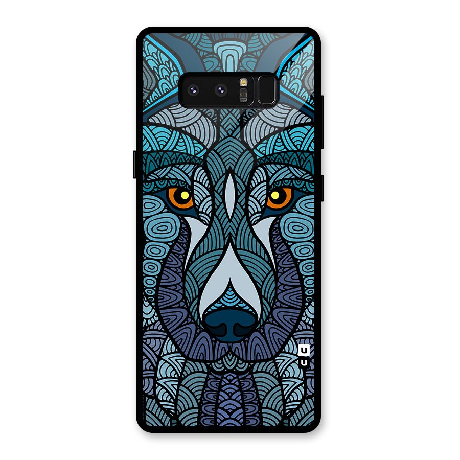 Ethnic Wolf Art Illustration Glass Back Case for Galaxy Note 8