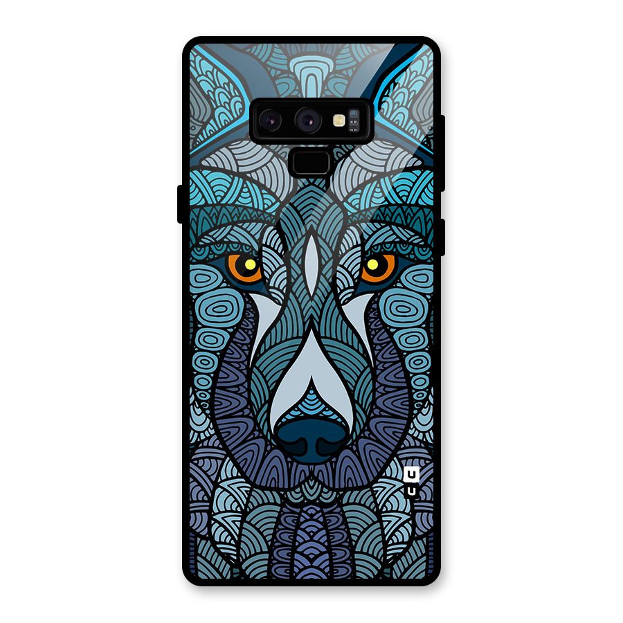 Ethnic Wolf Art Illustration Glass Back Case for Galaxy Note 9