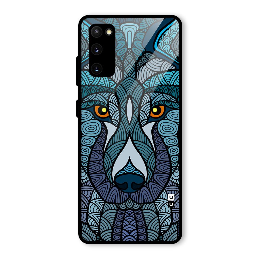 Ethnic Wolf Art Illustration Glass Back Case for Galaxy S20 FE 5G