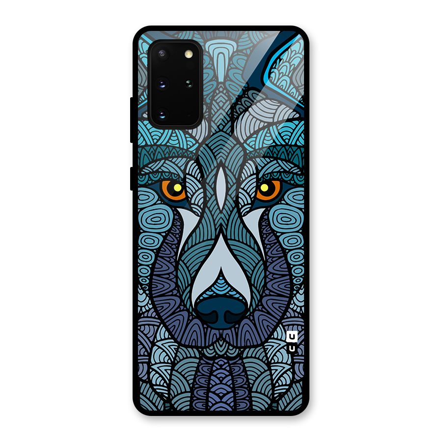 Ethnic Wolf Art Illustration Glass Back Case for Galaxy S20 Plus