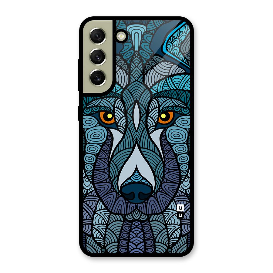 Ethnic Wolf Art Illustration Glass Back Case for Galaxy S21 FE 5G