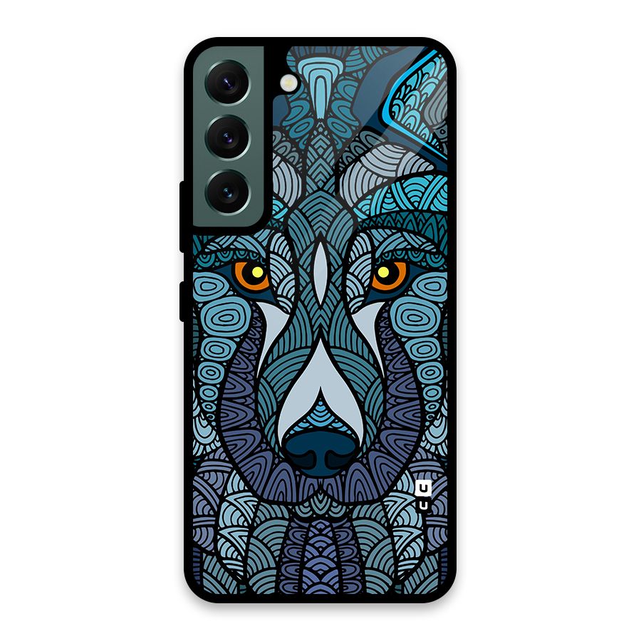 Ethnic Wolf Art Illustration Glass Back Case for Galaxy S22 5G