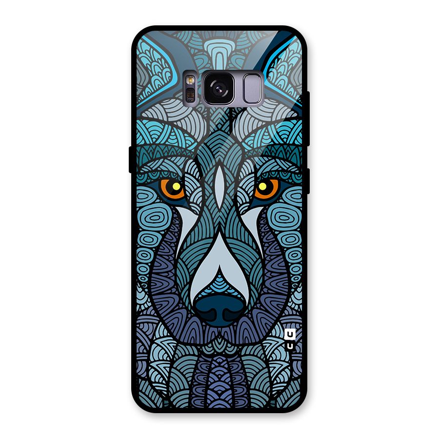 Ethnic Wolf Art Illustration Glass Back Case for Galaxy S8