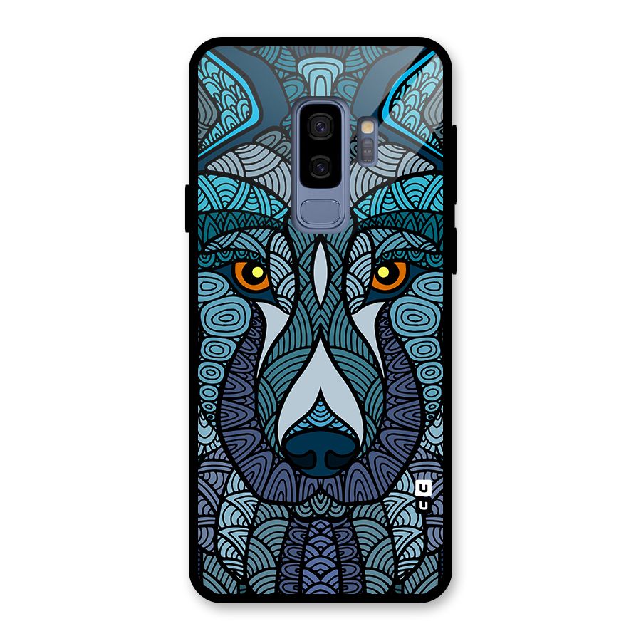 Ethnic Wolf Art Illustration Glass Back Case for Galaxy S9 Plus