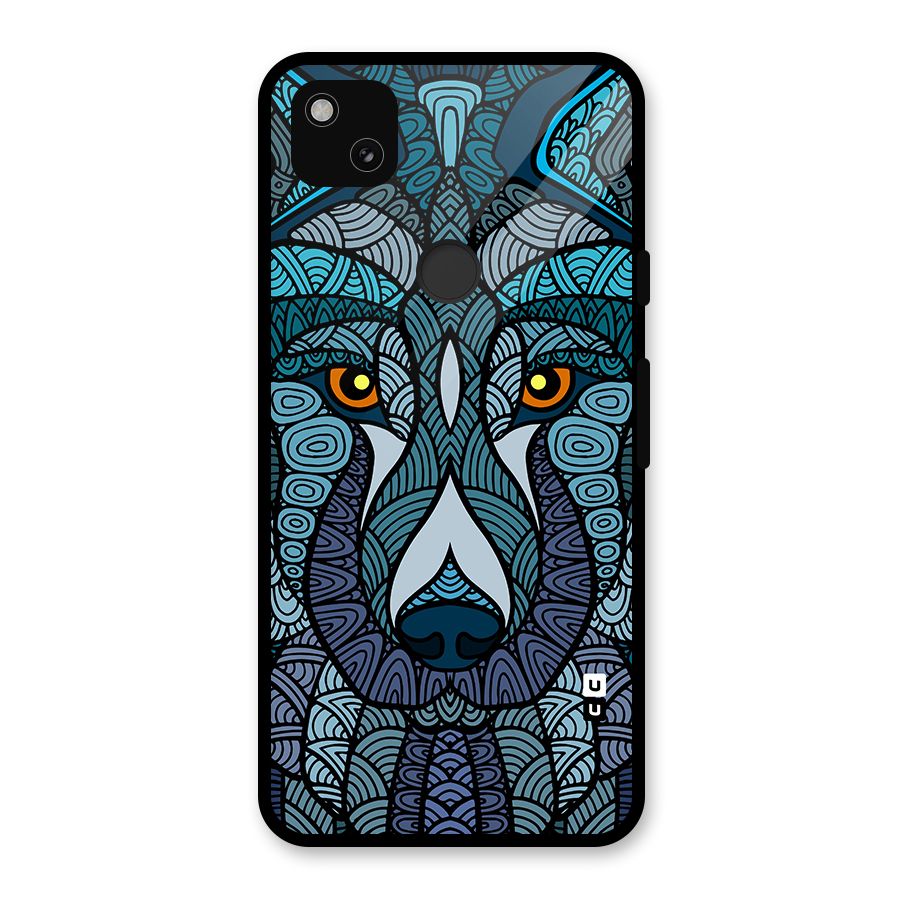 Ethnic Wolf Art Illustration Glass Back Case for Google Pixel 4a