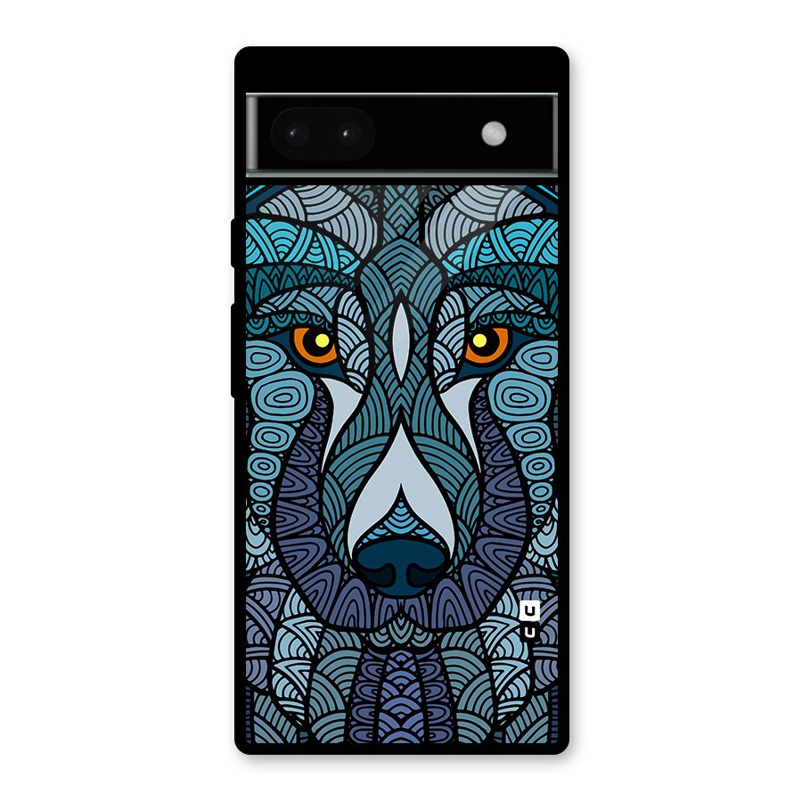 Ethnic Wolf Art Illustration Glass Back Case for Google Pixel 6a