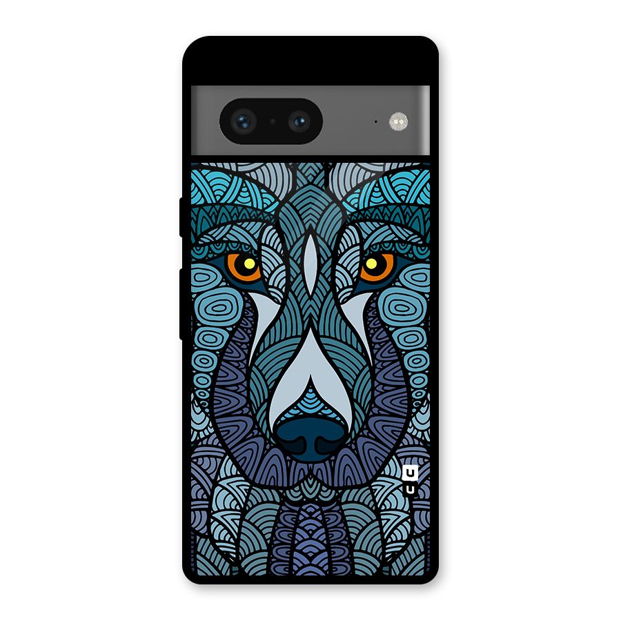 Ethnic Wolf Art Illustration Glass Back Case for Google Pixel 7
