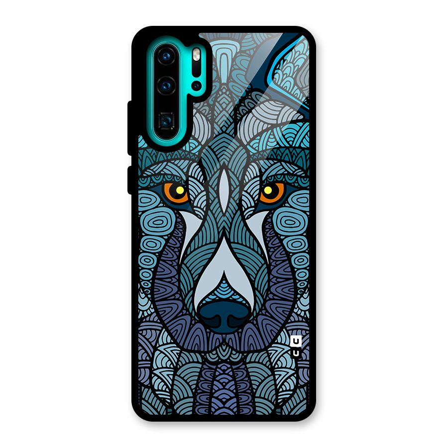 Ethnic Wolf Art Illustration Glass Back Case for Huawei P30 Pro