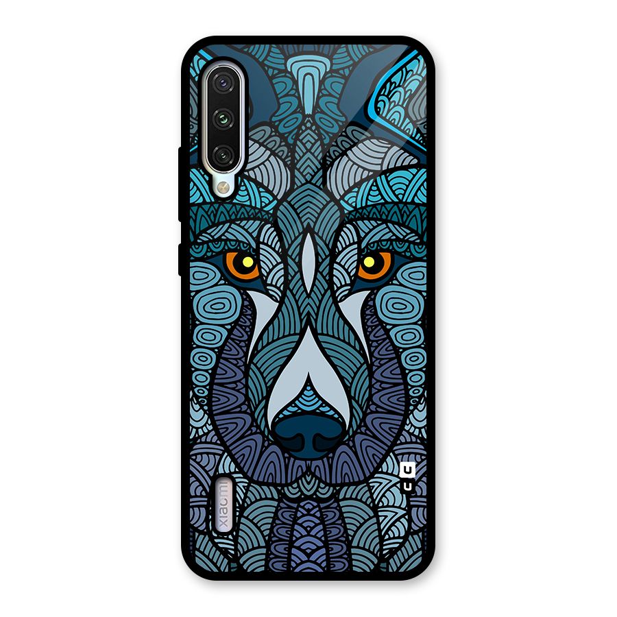 Ethnic Wolf Art Illustration Glass Back Case for Mi A3